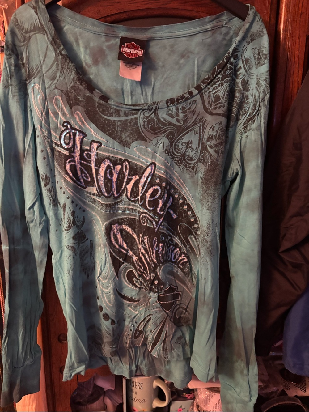 Harley-Davidson Women's Teal Sail Graphic Long Sleeve Top